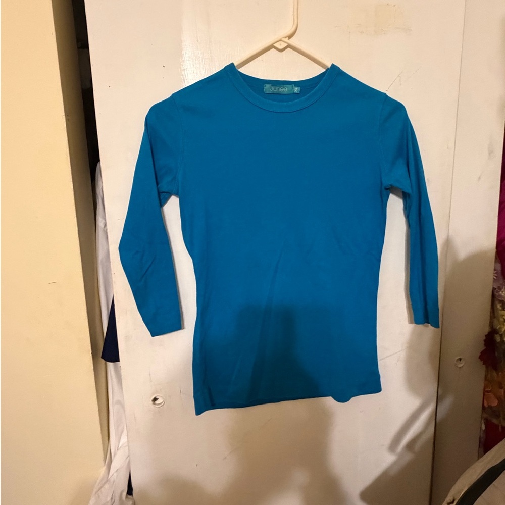 Classic Long-Sleeve Crewneck Top in Bright Blue - Picture 2 of 4